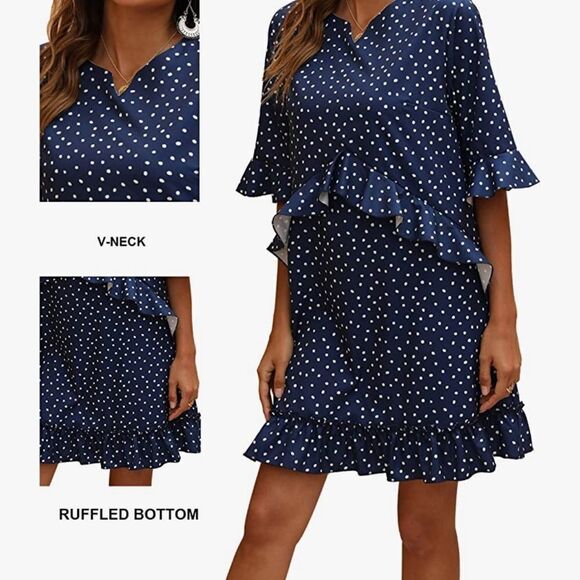 ⭐️NWT CHERFLY Women's Summer Swing Casual Short Ruffle Flowy Dress⭐️ - Picture 6 of 14